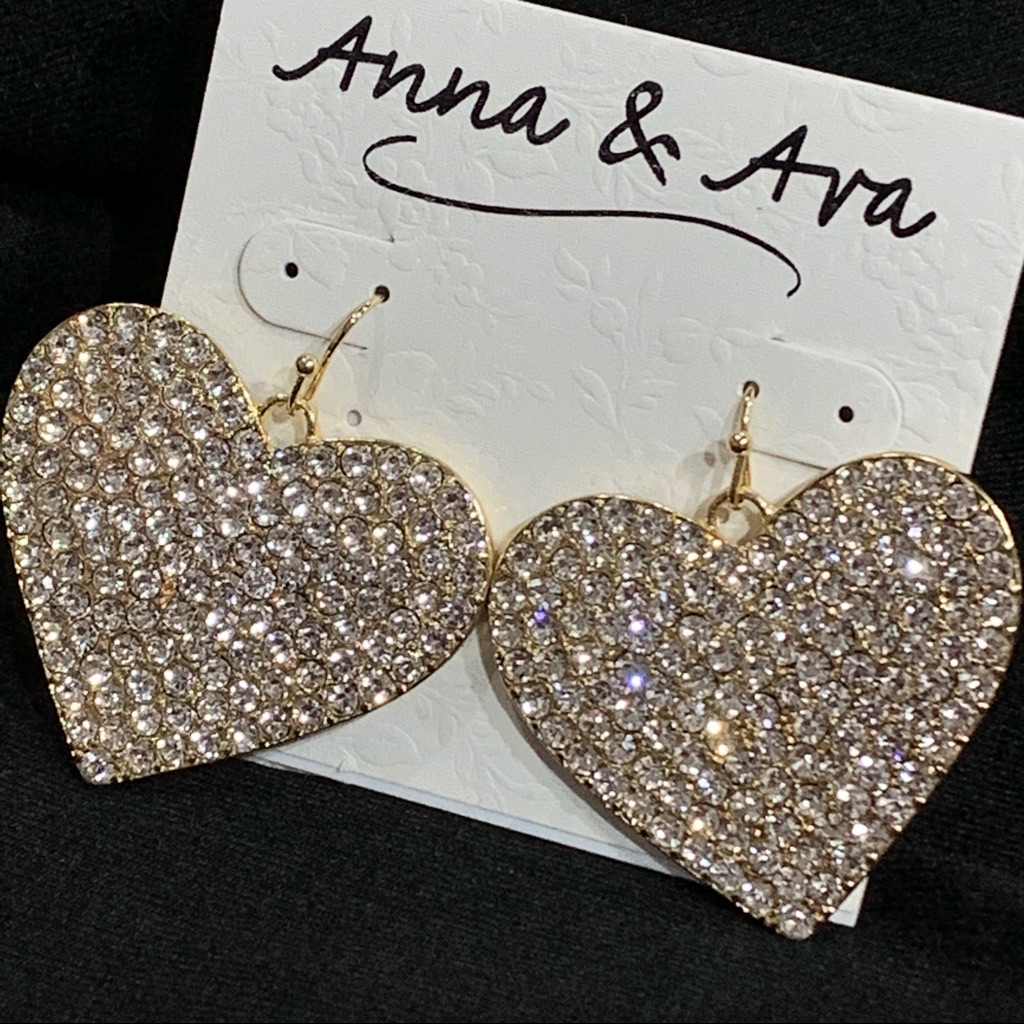 Anna & Ava Sparkling Pav Crystals Hearts Earrings!